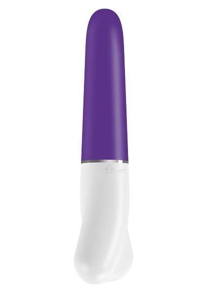 Вибратор D1 с загругленным кончиком - 16 см, цвет: фиолетово-белый