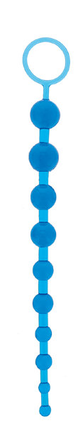 Анальная цепочка Oriental Jelly Butt Beads с кольцом, цвет: синий - 26,6 см