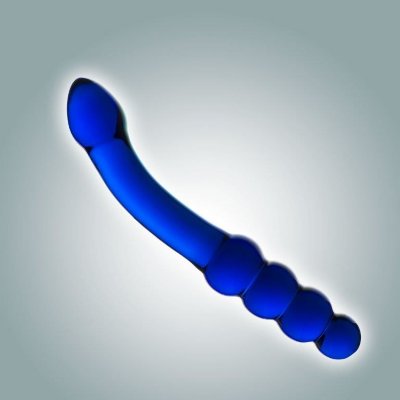 Фаллоимитатор из стекла - 18,5 см, цвет: синий