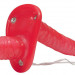 Женский страпон с вагинальной пробкой Bad Kitty, цвет: красный - 18 см