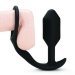 Эрекционное кольцо с анальным плагом b-Vibe Snug Tug, цвет: черный