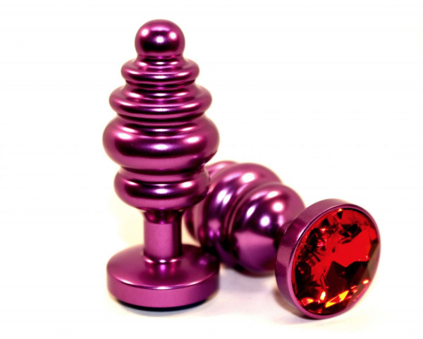 Фиолетовая фигурная пробка с красным кристаллом - 7,3 см