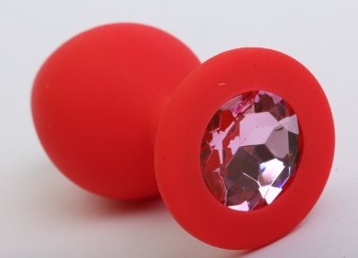 Красная силиконовая пробка с розовым стразом - 8,2 см