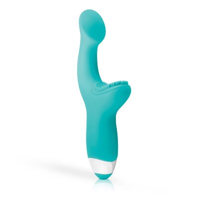 Вибратор для G-стимуляции с клиторальной щеточкой Yuki G-Spot Vibrator - 19 см, цвет: зеленый