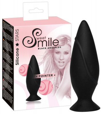 Анальная втулка Sweet Smile Pointer с присоской, цвет: черный - 9,7 см