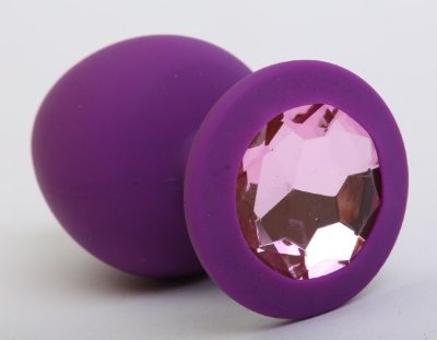 Фиолетовая силиконовая пробка с розовым стразом - 8,2 см