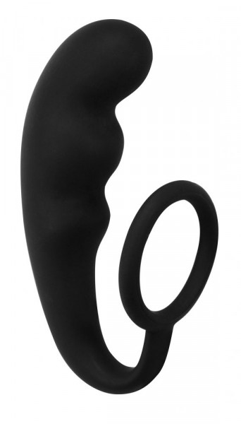 Эрекционное кольцо с анальным стимулятором Mountain Range Anal Plug, цвет: черный