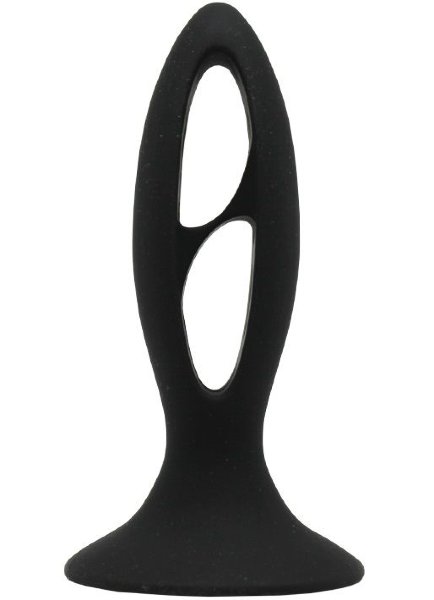 Анальный массажер из силикона, цвет: черный - 12 см