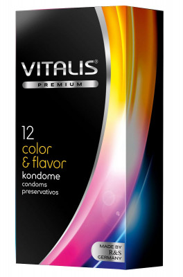 Цветные ароматизированные презервативы Vitalis Premium Color Flavor - 12 шт.