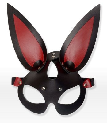 Кожаная маска с длинными ушками, цвет: черно-красный