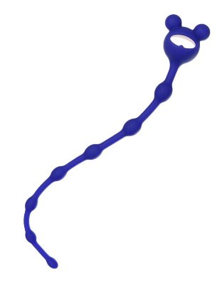 Силиконовая анальная цепочка Froggy - 27,4 см, цвет: синий