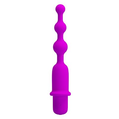 Анальная цепочка Hermosa с вибрацией - 13,7 см, цвет: лиловый