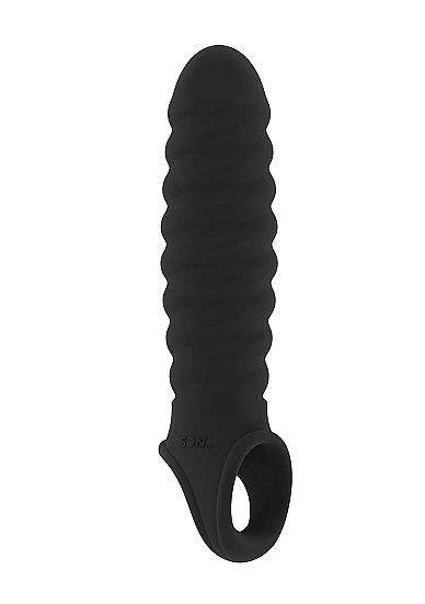 Ребристая насадка SONO Stretchy Penis Extension No.32, цвет: черный