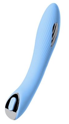 Силиконовый вибратор с электростимуляцией TESLA G-POINT - 21 см, цвет: голубой