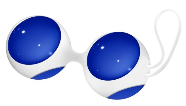 Стеклянные вагинальные шарики Ben Wa Medium в белой оболочке, цвет: синий