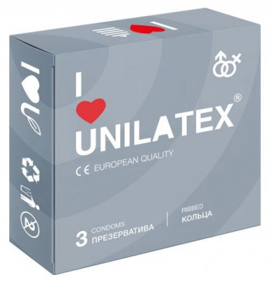 Презервативы с ребрами Unilatex Ribbed - 3 шт.