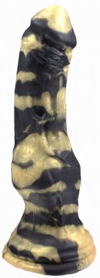 Фаллоимитатор Оборотень medium - 30,5 см, цвет: черно-золотистый
