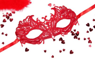 Ажурная текстильная маска Андреа, цвет: красный