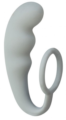Эрекционное кольцо с анальным стимулятором Mountain Range Anal Plug, цвет: серый