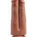 Сдвоенный поясной страпон Pipedream Strap-On Harness with 7 Two Cocks One Hole - 19,1 см, цвет: кофейный
