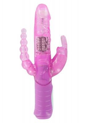 Вибратор Rabbit Dual Pleasure с клиторальным и анальным стимуляторами, цвет: розовый - 22 см