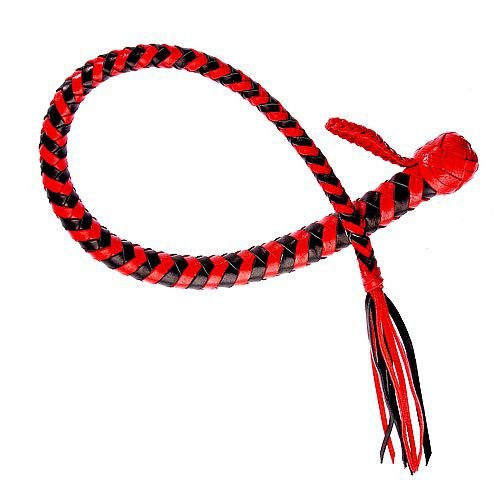 Плеть Змея из полосок кожи красного и черного цветов - 60 см