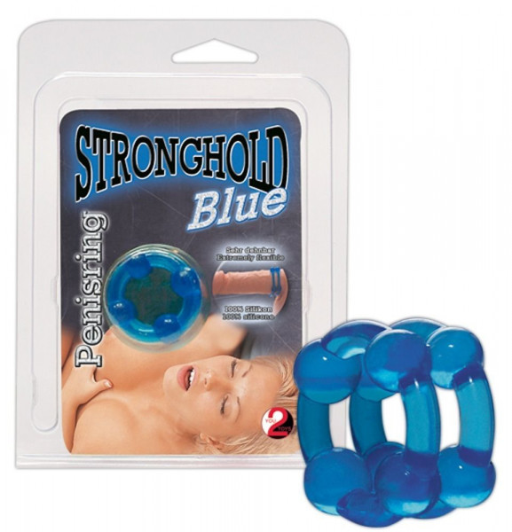 Эрекционное кольцо Stronghold Blue, цвет: синий