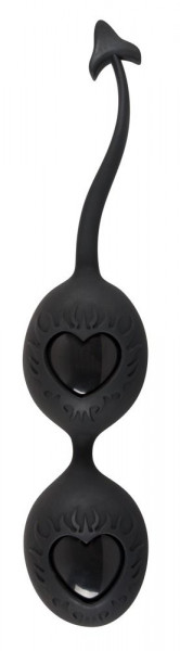 Вагинальные шарики Black Velvets Balls с сердечками, цвет: черный