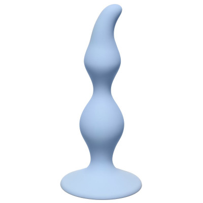 Анальная пробка Curved Anal Plug Blue, цвет: голубой - 12,5 см