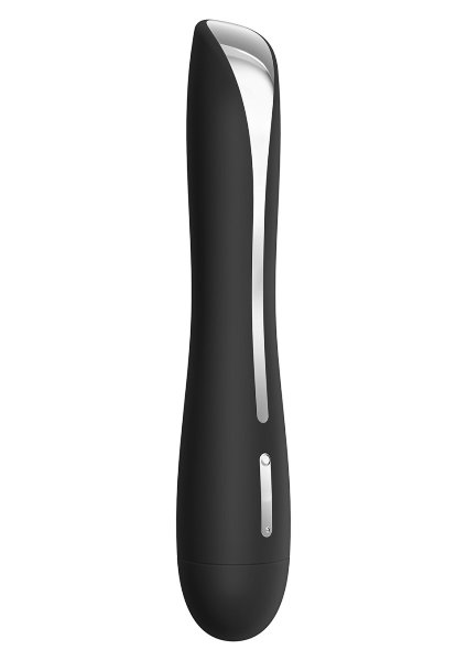 Вибратор F10 с серебристой вставкой - 20 см, цвет: черный