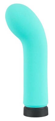 Мини-вибратор с загнутой головкой Power Vibe Curvy - 12 см, цвет: бирюзовый