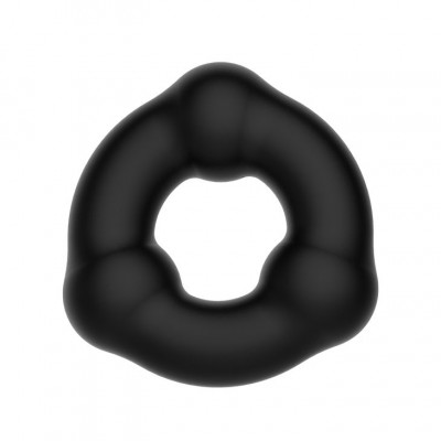 Эрекционное кольцо с 3 шариками, цвет: черный