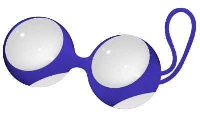 Стеклянные вагинальные шарики Ben Wa Medium в синей оболочке, цвет: белый
