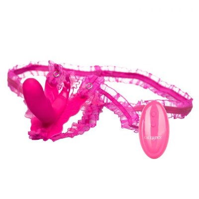 Вибробабочка на ремешках Silicone Remote Venus Penis, цвет: розовый