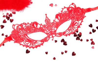 Ажурная текстильная маска Кэролин, цвет: красный