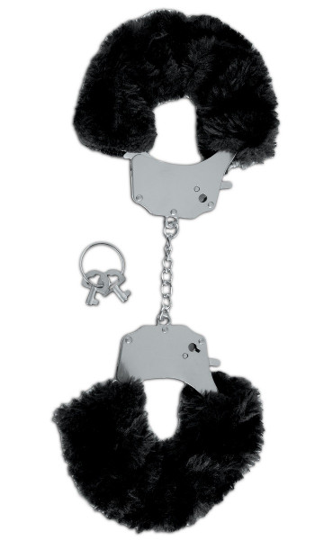 Металлические наручники Pipedream Furry Cuffs с черным мехом