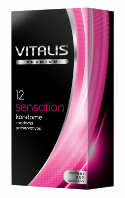Презервативы Vitalis Premium Sensation с пупырышками и кольцами - 12 шт.