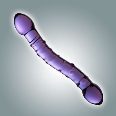 Стеклянный фаллоимитатор - 19 см, цвет: фиолетовый