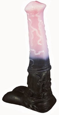 Фаллоимитатор Мустанг large - 43,5 см, цвет: черно-розовый