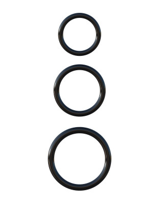 Набор из трех эрекционных колец Pipedream Silicone 3-Ring Stamina Set, цвет: черный