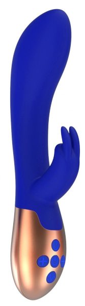 Вибратор Opulent с функцией нагрева и клиторальной стимуляцией - 20 см, цвет: синий