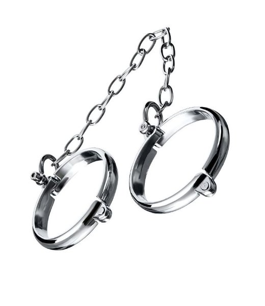 Металлические наручники с цепочкой Metal размер S, цвет: серебристый