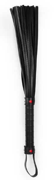 Многохвостая гладкая плеть с ручкой - 40 см, цвет: черный
