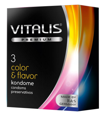 Цветные ароматизированные презервативы Vitalis Premium Color Flavor - 3 шт.