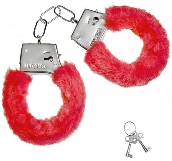 Плюшевые наручники с ключиками, цвет: красный
