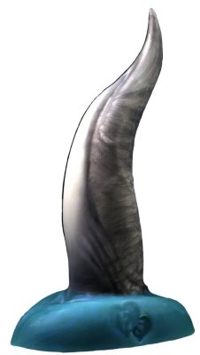 Фаллоимитатор Дельфин small - 25 см, цвет: черно-голубой