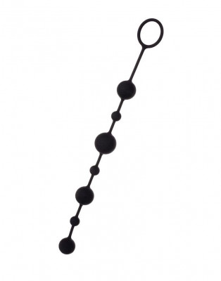 Анальная цепочка A-toys с шариками, цвет: черный - 35,9 см