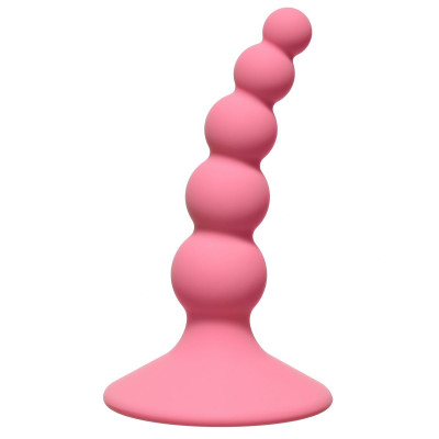 Анальная пробка Ribbed Plug Pink, цвет: розовый - 10,5 см