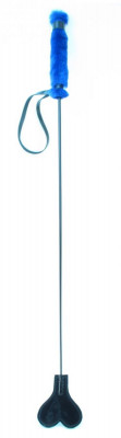 Лаковый стек с синей меховой ручкой - 64 см
