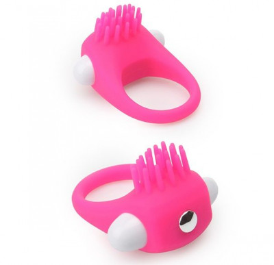 Эрекционное кольцо с щеточкой Lit-Up Silicone Stimu Ring 5, цвет: розовый